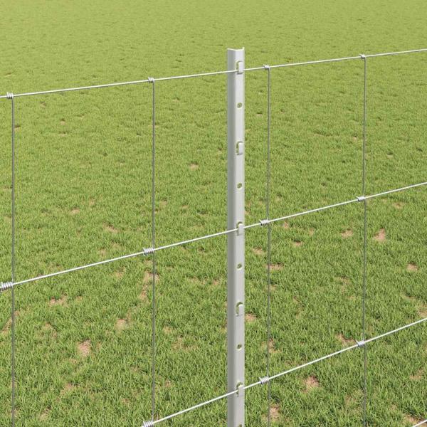 Zaun mit Pfosten Silber 1,5 x 25 m Stahl