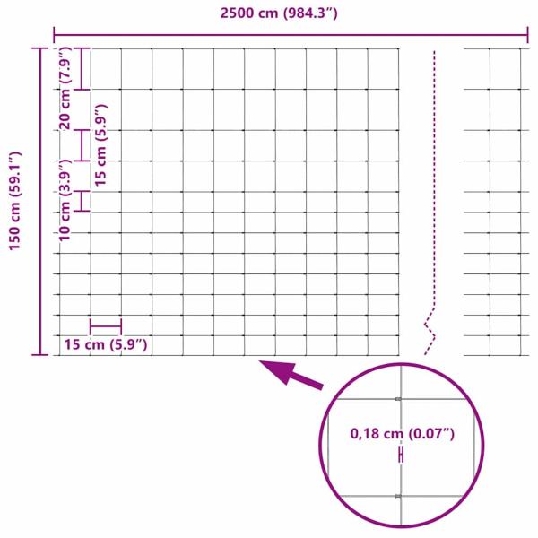 Zaun mit Pfosten Silber 1,5 x 25 m Stahl