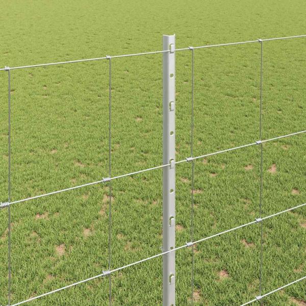 Zaun mit Pfosten Silber 1,5 x 25 m Stahl