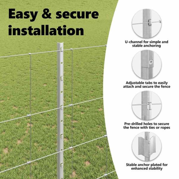 Zaun mit Pfosten Silber 1,5 x 25 m Stahl
