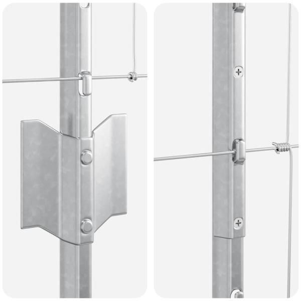 Zaun mit Pfosten Silber 1.6 x 25 m Stahl