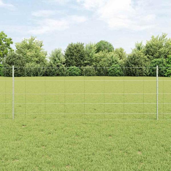 Zaun mit Pfosten Silber 0,8 x 50 m Stahl