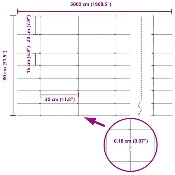 Zaun mit Pfosten Silber 0,8 x 50 m Stahl