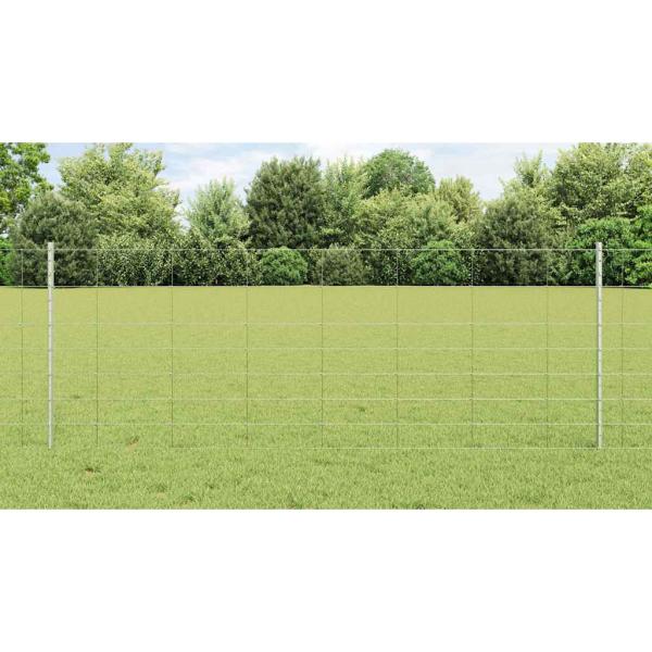 Zaun mit Pfosten Silber 0,8 x 50 m Stahl