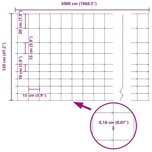 Zaun mit Pfosten Silber 1,2 x 50 m Stahl