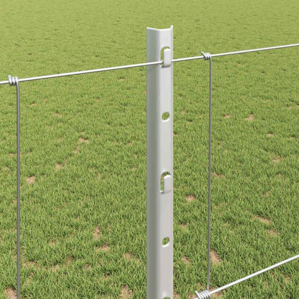 Zaun mit Pfosten Silber 1,2 x 50 m Stahl