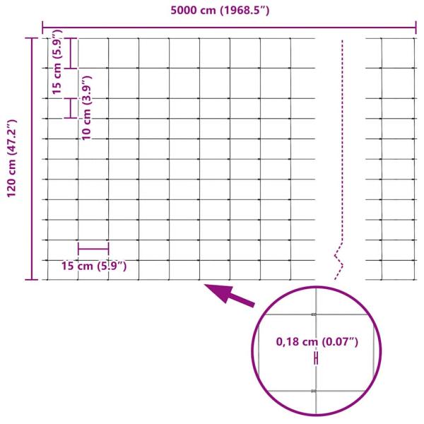 Zaun mit Pfosten Silber 1,2 x 50 m Stahl