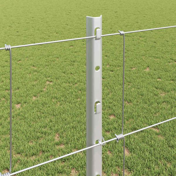 Zaun mit Pfosten Silber 1,2 x 50 m Stahl