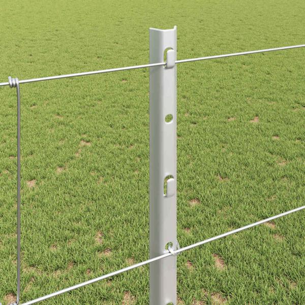 Zaun mit Pfosten Silber 1,2 x 50 m Stahl