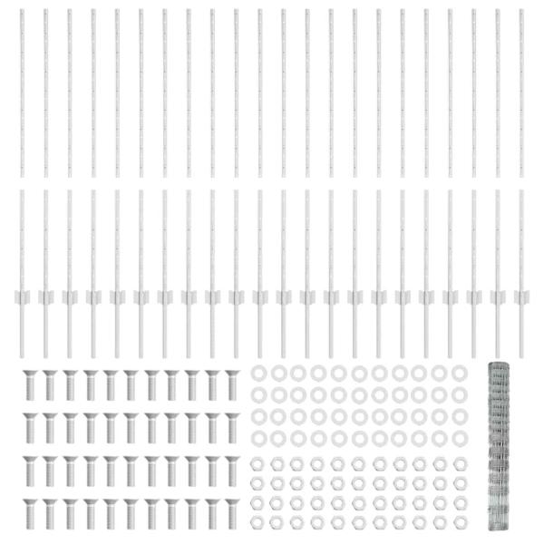 Zaun mit Pfosten Silber 1,2 x 50 m Stahl