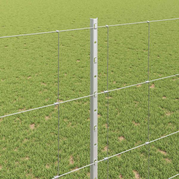 Zaun mit Pfosten Silber 1,4 x 50 m Stahl