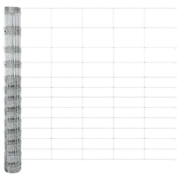Zaun mit Pfosten Silber 1,5 x 50 m Stahl