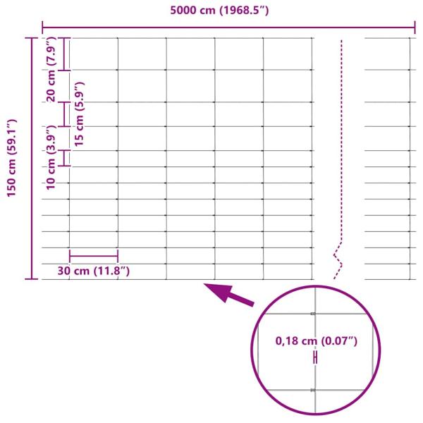 Zaun mit Pfosten Silber 1,5 x 50 m Stahl