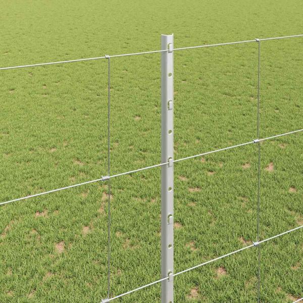Zaun mit Pfosten Silber 1,5 x 50 m Stahl