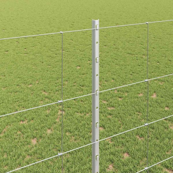 Zaun mit Pfosten Silber 1,5 x 50 m Stahl