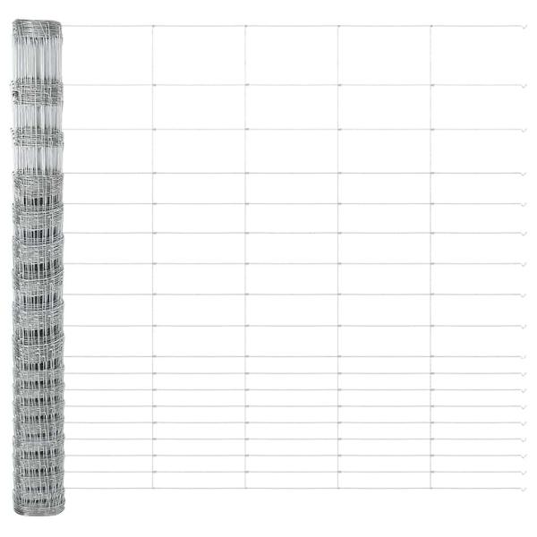 Zaun mit Pfosten Silber 1,5 x 50 m Stahl