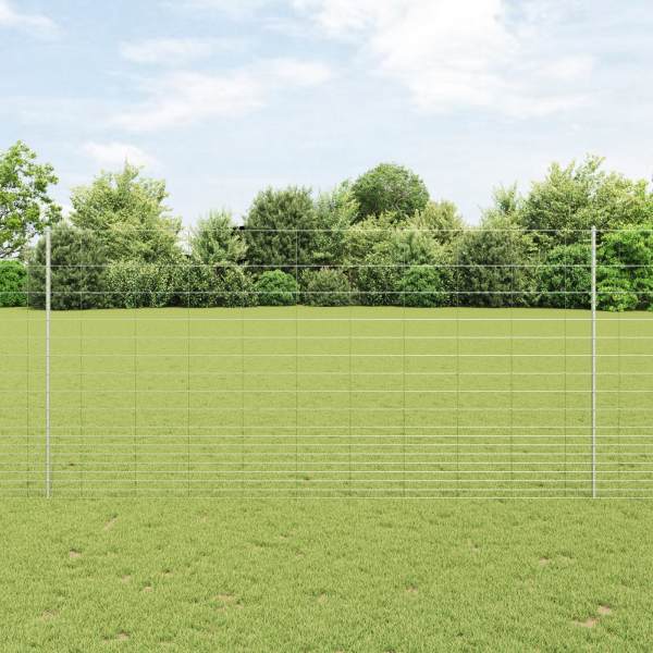 Zaun mit Pfosten Silber 1,5 x 50 m Stahl