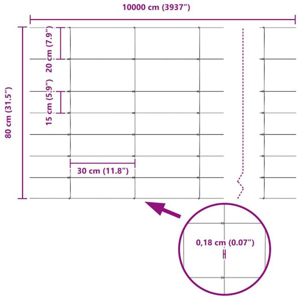 Zaun mit Pfosten Silber 0,8 x 100 m Stahl