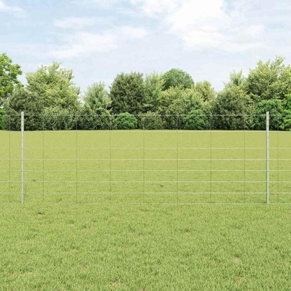 Zaun mit Pfosten Silber 0,8 x 100 m Stahl