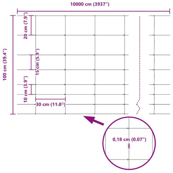 Zaun mit Pfosten Silber 1 x 100 m