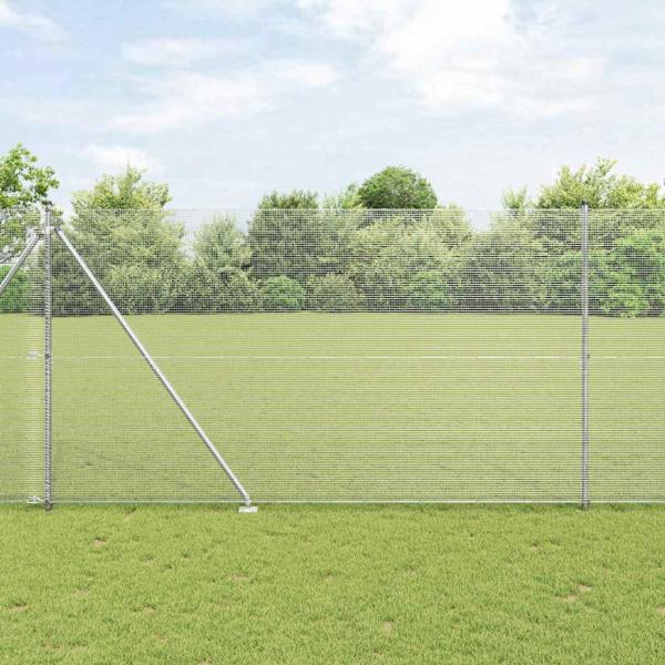 ARDEBO.de - Zaunpfosten Silber 50 x 1,5 m (12 x 12 mm Maschen) Stahl