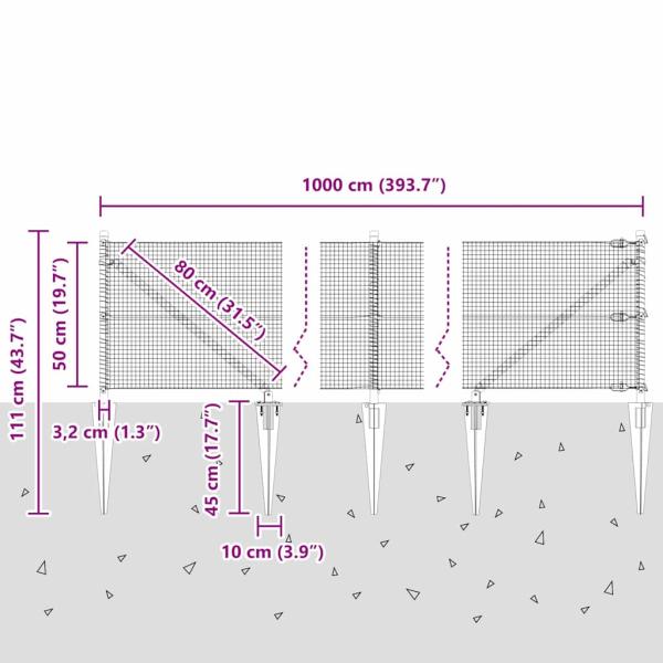 Zaunpfosten Grün 10 x 0,5 m (16 x 16 mm Netz) Stahl