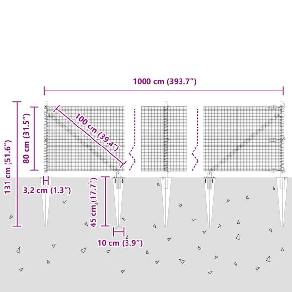 Zaunpfosten Grün 10 x 0,8 m (12 x 12 mm Maschendraht)