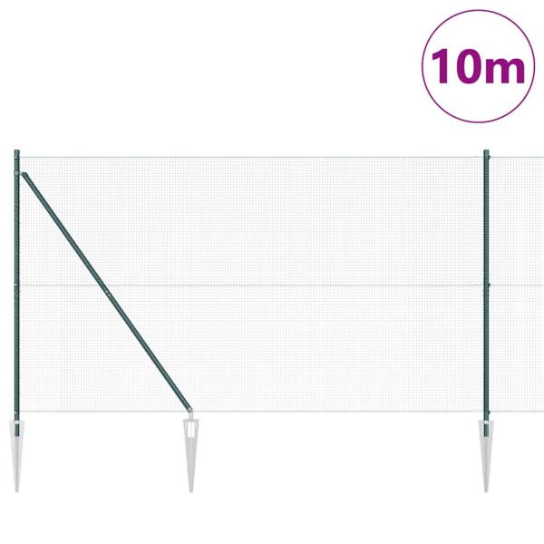 Zaunpfosten Grün 10 x 1,5 m (16 x 16 mm Gitter) Stahl und PVC