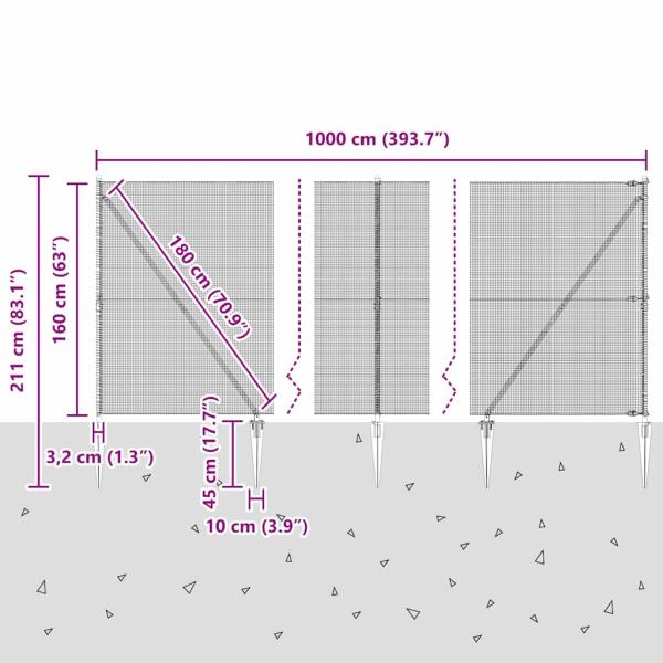 Zaunpfosten Grün 10 x 1,6 m (12 x 12 mm Maschenweite)