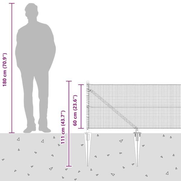 Zaunpfosten Grün 25 x 0,6 m (19 x 19 mm Maschen) Stahl und PVC