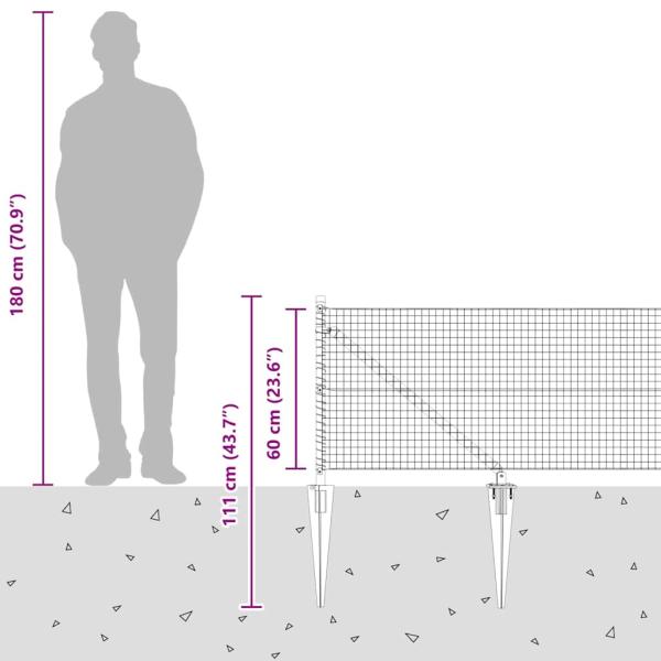 Zaunpfosten Grün 25 x 0,6 m (25 x 25 mm Netz) Stahl und PVC