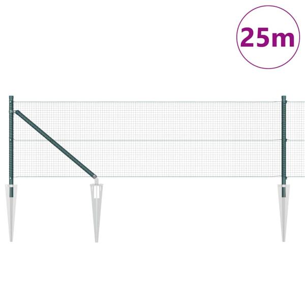 Zaunpfosten Grün 25 x 0,8 m (16 x 16 mm Netz) Stahl und PVC