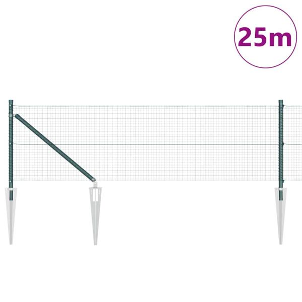 Zaunpfosten Grün 25 x 0,8 m (19 x 19 mm Masche) Stahl und PVC