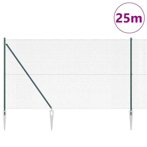 Zaunpfosten Grün 25 x 1,6 m (12 x 12 mm Netz) Stahl und PVC