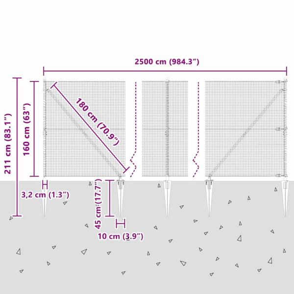 Zaunpfosten Grün 25 x 1,6 m (25 x 25 mm Gitter) Stahl und PVC