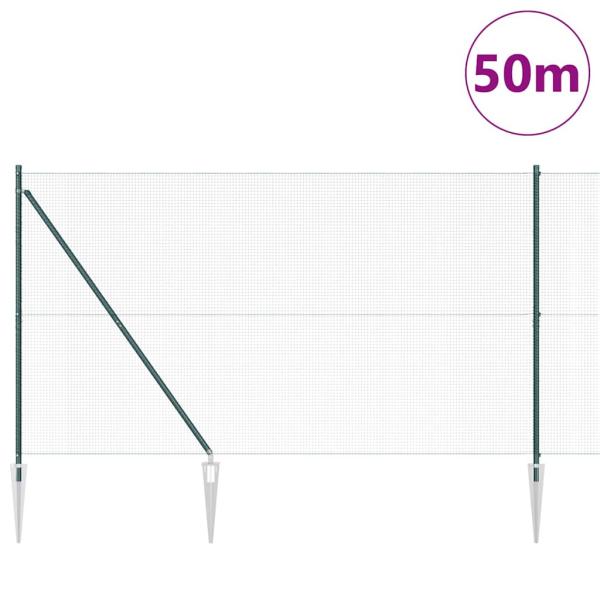 Geschweißter Drahtzaun mit Stacheln 50 x 1,5 m Grün Netz