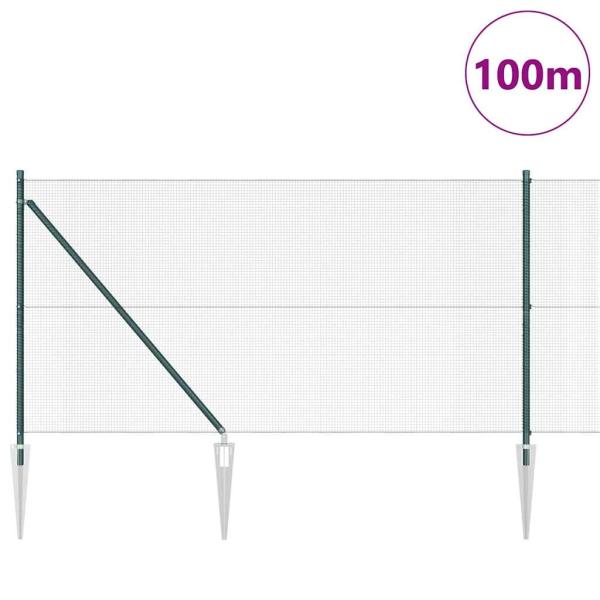 Geschweißter Drahtzaun mit Stacheln 100 x 1 m Grün Netz