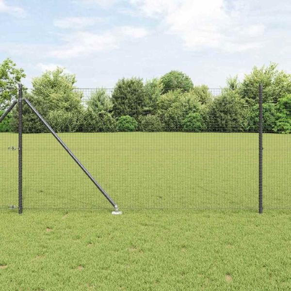ARDEBO.de - Zaunpfosten Grau 50 x 1 m (25 x 25 mm Masche) Stahl und PVC
