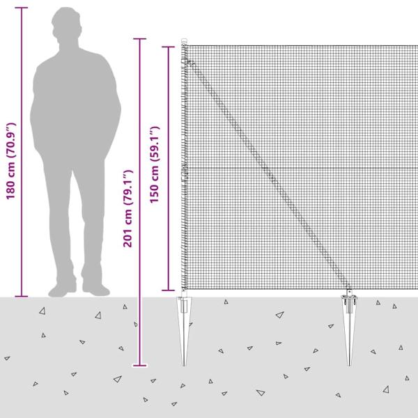 Zaunpfosten Grau 50 x 1,5 m (16 x 16 mm Maschen) Stahl und PVC