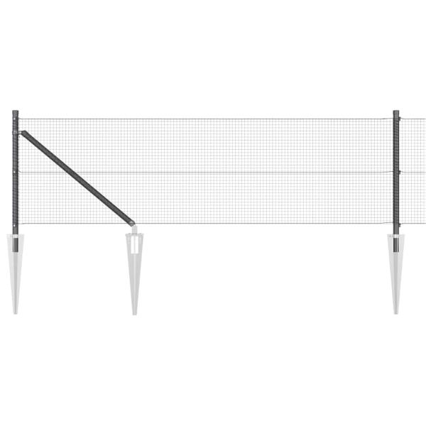 Zaunpfosten Grau 100 x 0,4 m (16 x 16 mm Maschen) Stahl und PVC