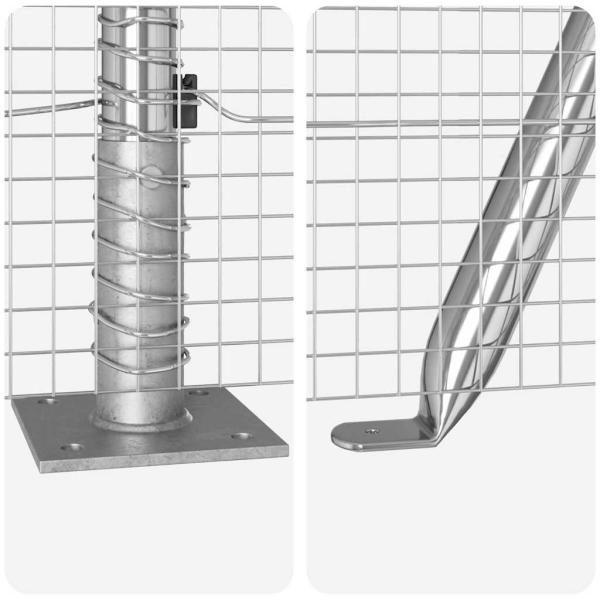 Zaunpfosten Silber 10 x 1,5 m (16 x 16 mm Gitter) Stahl