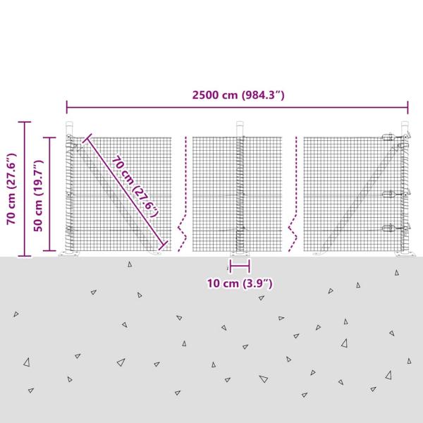 Zaunpfosten Silber 25 x 0,5 m (16 x 16 mm Netz) Stahl