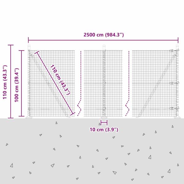 Geschweißter Drahtzaun mit Betonsockel 25 x 1 m Silber Netz
