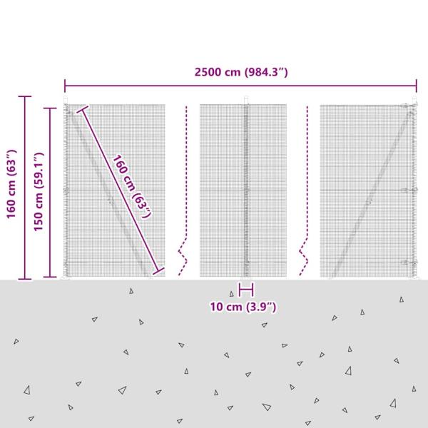 Zaunpfosten Silber 25 x 1,5 m (12 x 12 mm Netz) Stahl