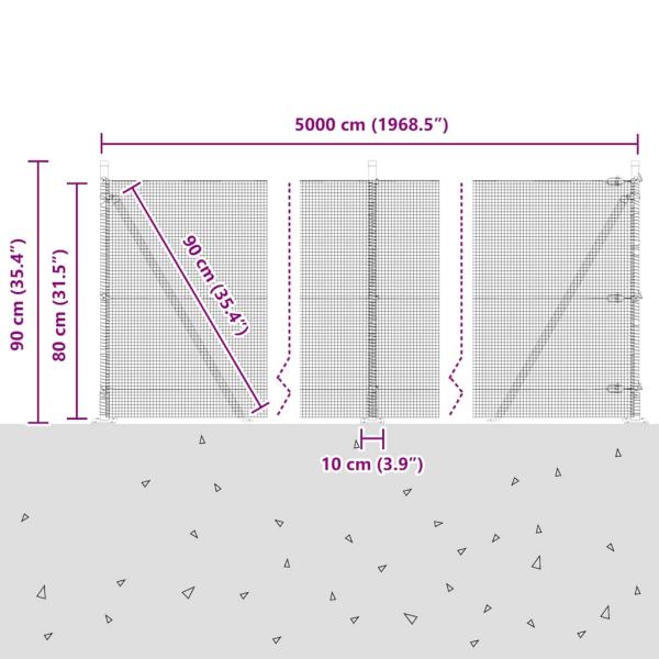 Zaunpfosten Silber 50 x 0,8 m (12 x 12 mm Maschen) Stahl