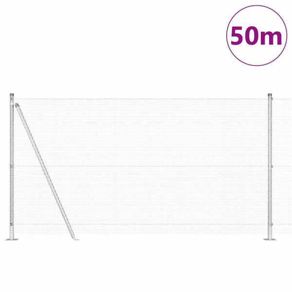 Zaunpfosten Silber 50 x 1,2 m (12 x 12 mm Maschen) Stahl