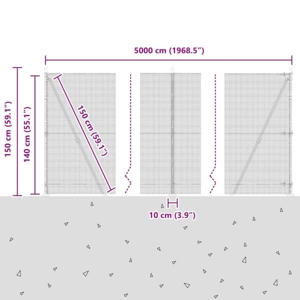 Zaunpfosten Silber 50 x 1,4 m (12 x 12 mm Netz) Stahl