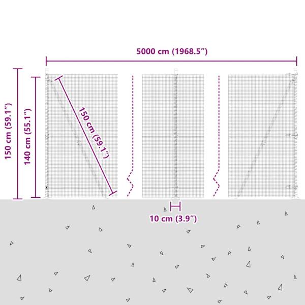 Zaunpfosten Silber 50 x 1,4 m (16 x 16 mm Gewebe) Stahl