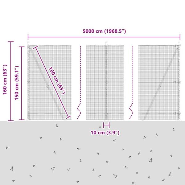 Zaunpfosten Silber 50 x 1,5 m (12 x 12 mm Maschen) Stahl