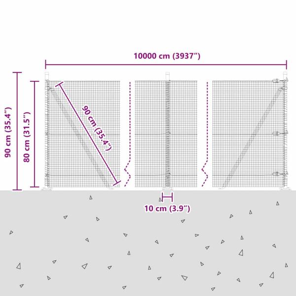 Zaunpfosten Silber 100 x 0,8 m (16 x 16 mm Netz) Stahl